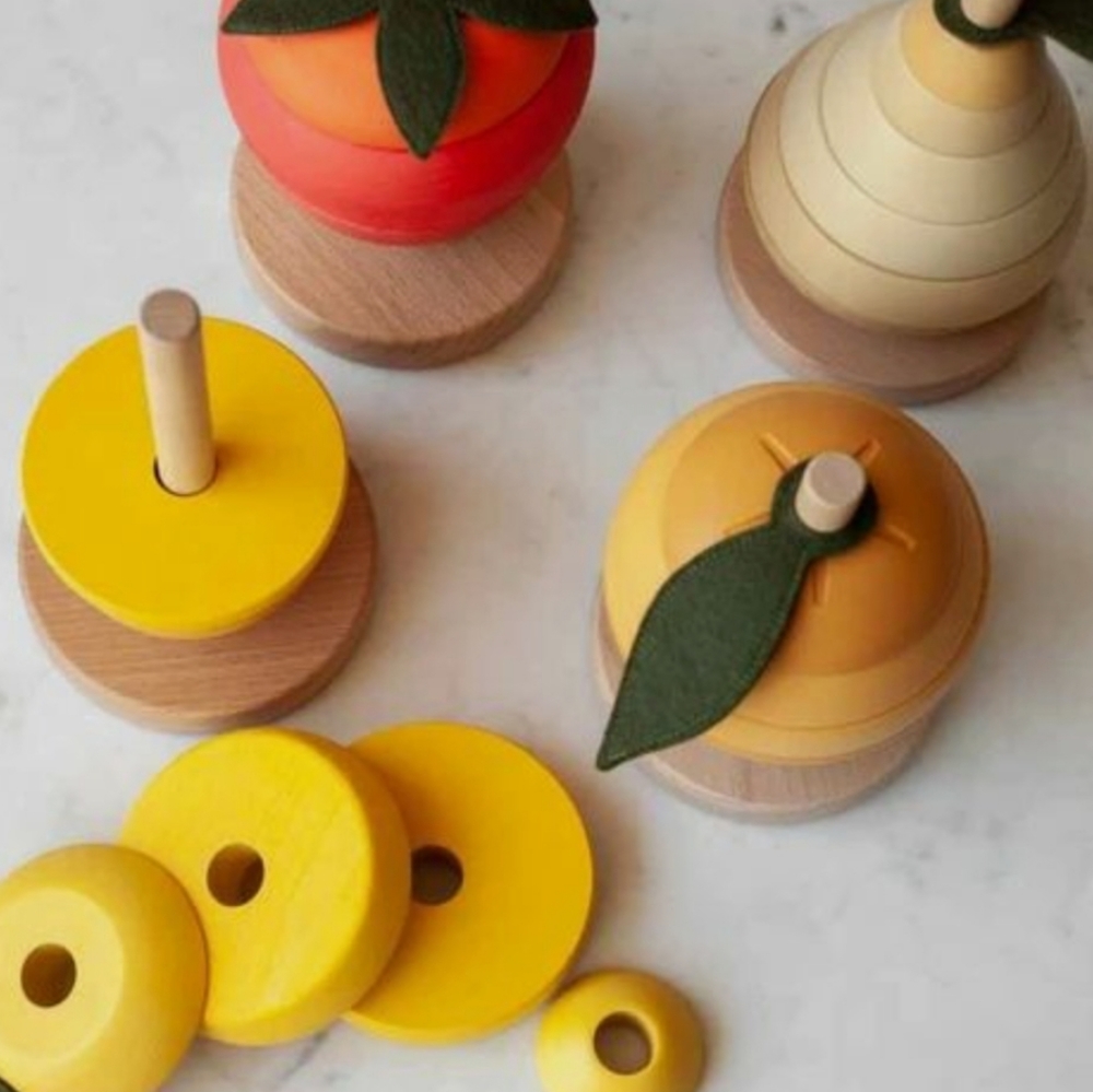 Toddler baby boy girl wooden fruit stacking toy
